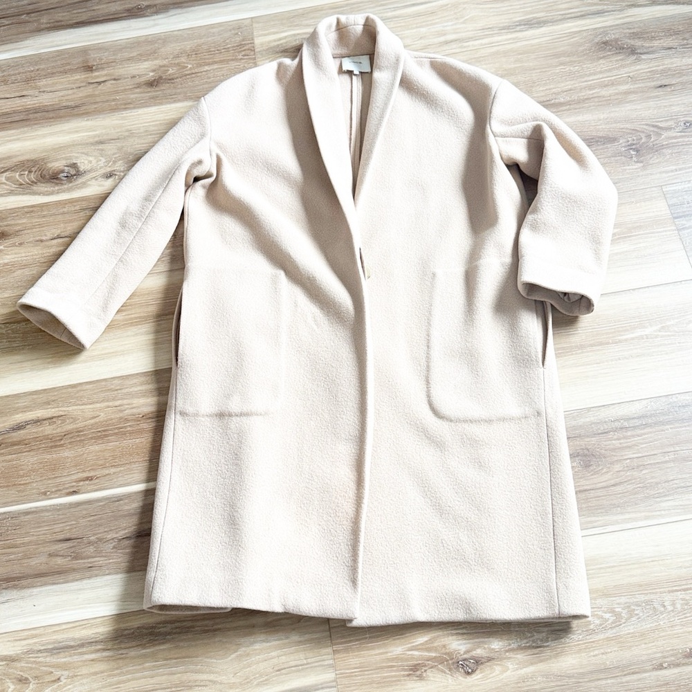 Vince Collarless Coat in Limestone Wool Blend Coat - Picture 11 of 16
